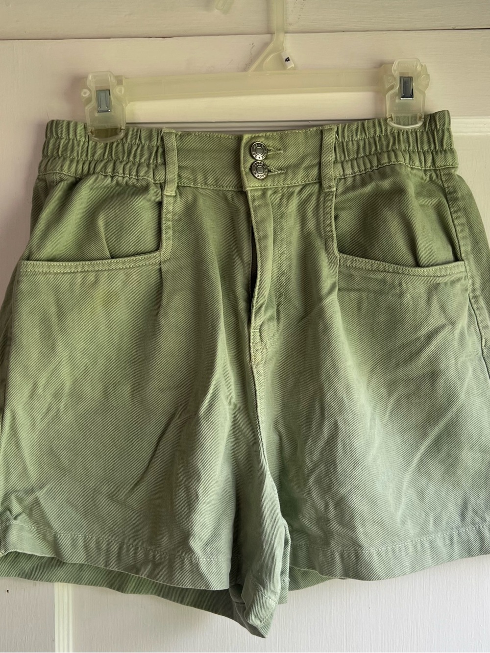 Garage Olive Green Elastic-Waist Utility Shorts